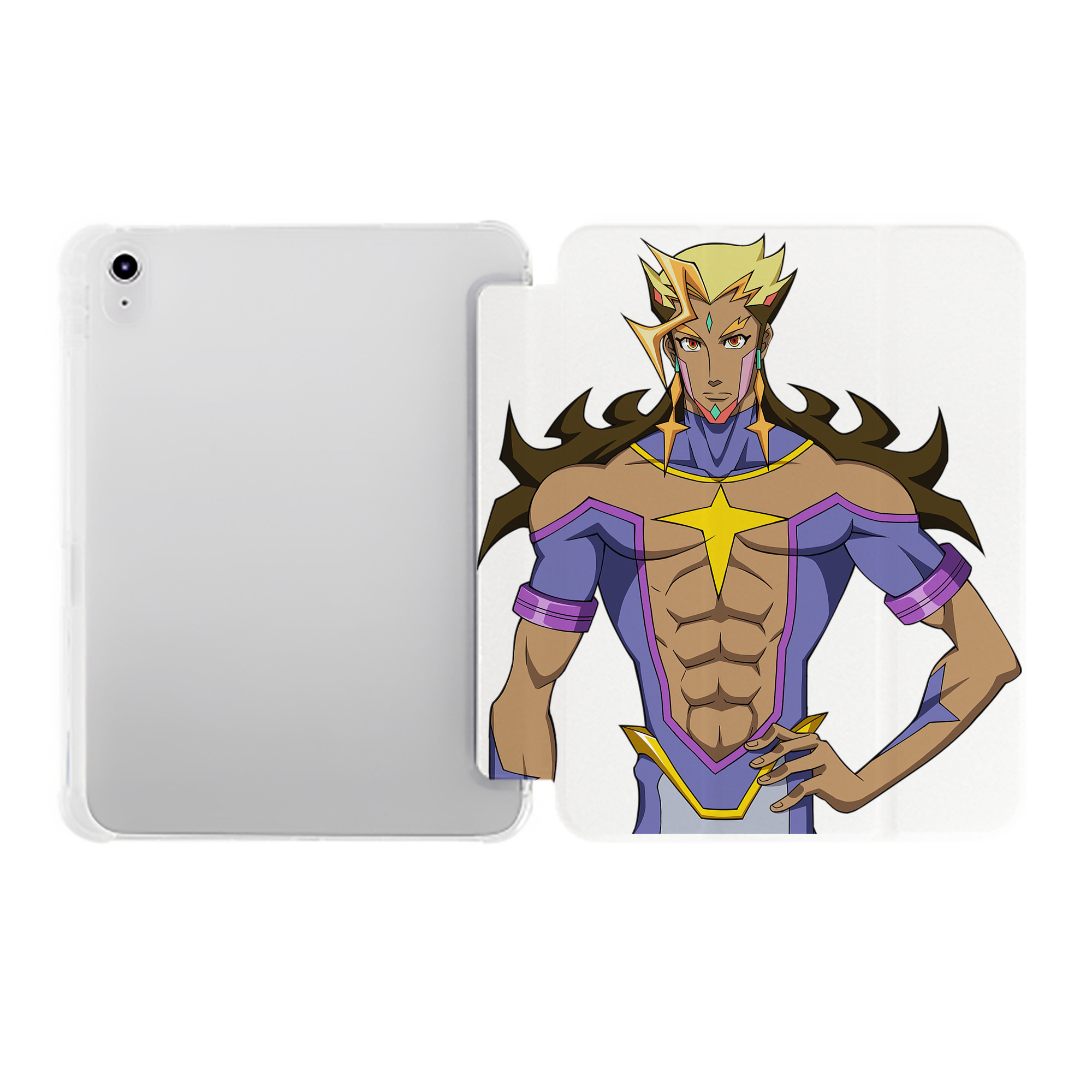 （画像用） 遊☆戯☆王 Yu-Gi-Oh! IPad ケース ペン収納付き 三つ折りスタンド PUレザー×シリコン 対応機種9.5/10.5/10.9インチ